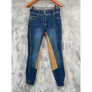 Goode Rider Riding Breeches Womens 26 (28x29) Blue Denim Full Seat Equestrian